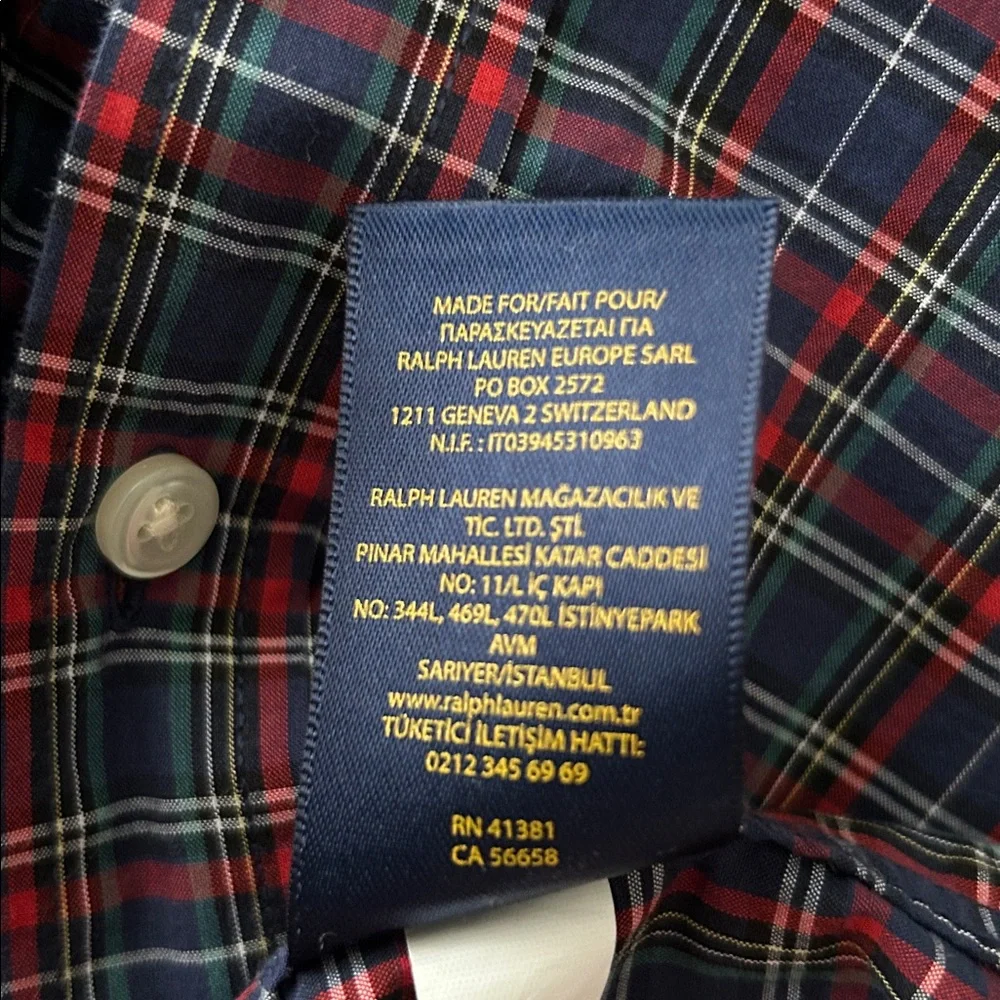 Ralph Lauren boys Size Large 14-16 long sleeve‎ button down plaid shirt.